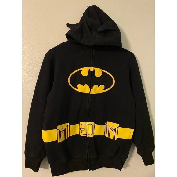 KIDS BATMAN FULL ZIP HOODIE WITH MASK - BOYS SIZE LARGE 10/12 - GREAT CONDITION - Picture 6 of 8